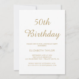 Sophisticated Gouden Kalligrafie 50ste Verjaardag Kaart