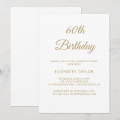 Sophisticated Gouden Kalligrafie 60ste Verjaardag Kaart (Voorkant / Achterkant)