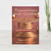 Sophisticated Graduation Cap met gouden Rozen moti Kaart (Voorkant)