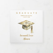 Sophisticated Graduation Cap Pastel Tones Glitter Drieluik Aankondiging (Cover)