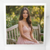 Sophisticated Graduation Cap Pastel Tones Glitter Drieluik Aankondiging (Binnenzijde eerst)