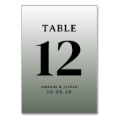Sophisticated Gray Gradient Wedding Table Card Kaart (Achterkant)