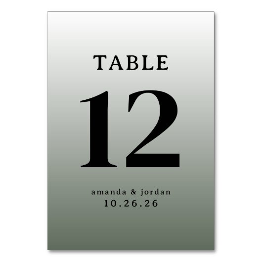 Sophisticated Gray Gradient Wedding Table Card Kaart (Voorkant)