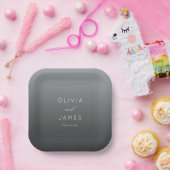 Sophisticated Gray Minimalist Wedding Papieren Bordje (Feest)