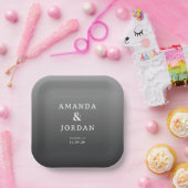 Sophisticated Gray Minimalist Wedding Papieren Bordje (Feest)