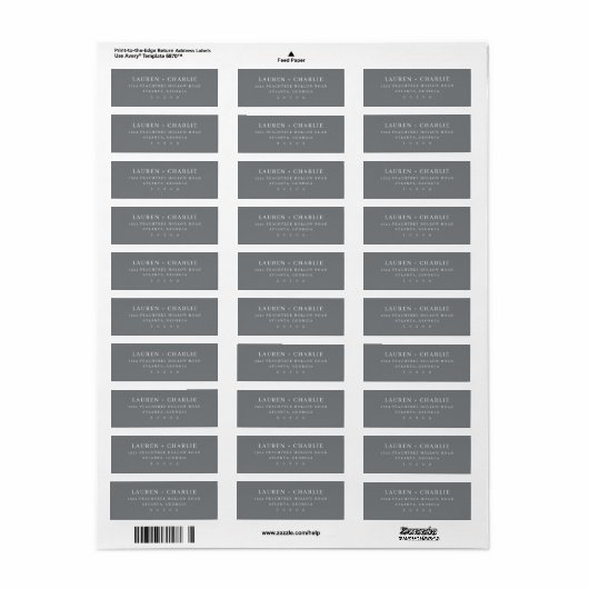 Sophisticated Gray Typographic Etiket (Full Sheet)
