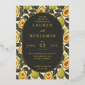 Sophisticated Green Avocado Folie Uitnodiging (Voorkant)