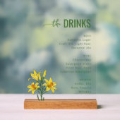Sophisticated Green Floral Beverage Menu Acryl Bord (Neutraal)