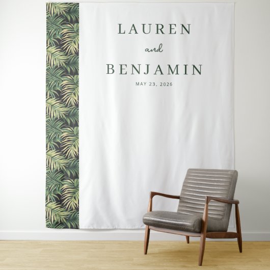 Sophisticated Green Palm Leaf Wandkleed (In situ)