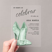 Sophisticated Green Spanish Feminine Birthday  Acryl Uitnodigingen (Insitu (Draagbaar))