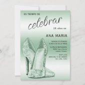 Sophisticated Green Spanish Feminine Birthday Kaart (Voorkant)