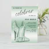 Sophisticated Green Spanish Feminine Birthday Kaart (Staand voorkant)