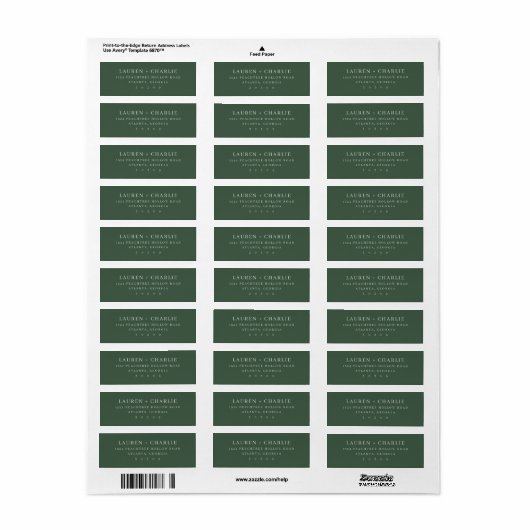 Sophisticated Green Typographic Etiket (Full Sheet)