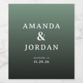 Sophisticated Green Typographic Wijn Etiket (Enkel label)