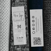 Sophisticated Grey Leaf Social QR Kleding Labels