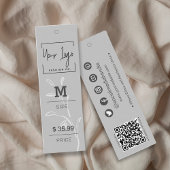 Sophisticated Grey Leaf Social QR Kleding Labels