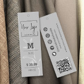 Sophisticated Grey Leaf Social QR Kleding Labels