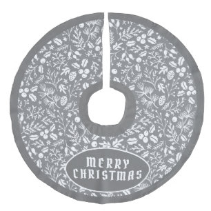 Sophisticated Grijs Witte Kerstpatroon Imitatie Linnen Kerstboom Kleed