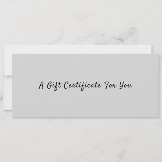 Sophisticated Grijs Zwart Script Cadeaubon (Voorkant)