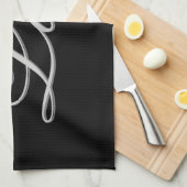 Sophisticated Grijs Zwarte Liefde Theedoek (Quarter Fold)