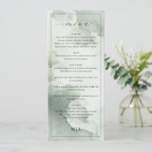 Sophisticated Groen Waterverf Bruiloftsmenu Menu (Staand voorkant)