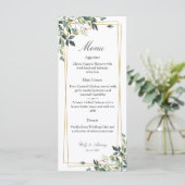 Sophisticated groene gedrukte gouden diner menu (Staand voorkant)