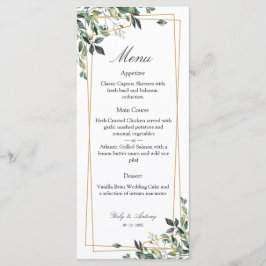Sophisticated groene gedrukte gouden diner menu