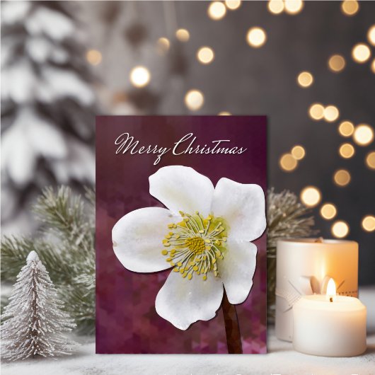 Sophisticated High-Poly Winter Rose Art Christmas Kaart