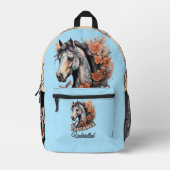 Sophisticated Horse Design met bloeiend Sinaasappe Bedrukte Rugzak (Voorkant)