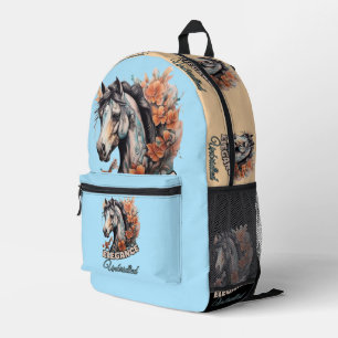 Sophisticated Horse Design met bloeiend Sinaasappe Bedrukte Rugzak