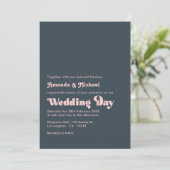Sophisticated Houtskool & Blush Typografie Trouwen Kaart (Staand voorkant)