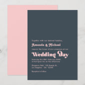 Sophisticated Houtskool & Blush Typografie Trouwen Kaart (Voorkant / Achterkant)