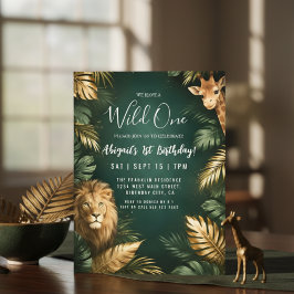 Sophisticated Jungle "Wild One" 1e Verjaardag Kaart