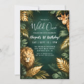 Sophisticated Jungle "Wild One" 1st Birthday Kaart (Voorkant)