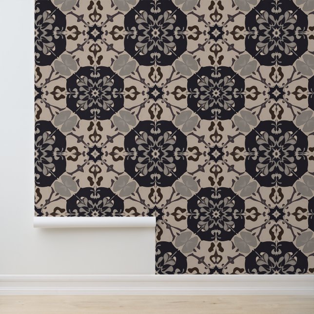 Sophisticated Kaleidoscope Floral Mandala Pattern Behang (Applicatie)