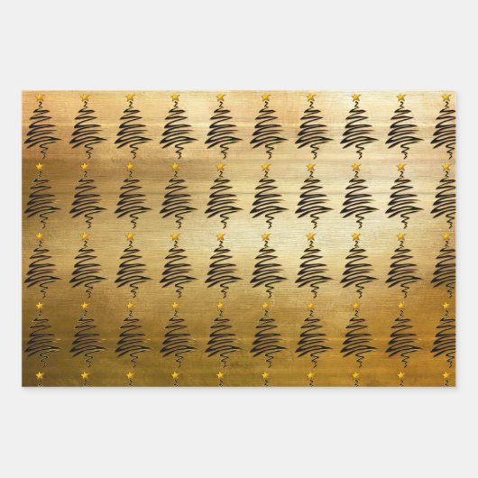 Sophisticated Kerstmis in Goud, Zwart en Grijs Inpakpapier Vel (Voorkant 2)