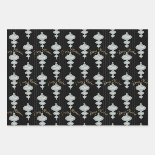 Sophisticated Kerstmis in Goud, Zwart en Grijs Inpakpapier Vel (Voorkant 3)