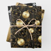 Sophisticated Kerstmis in Goud, Zwart en Grijs Inpakpapier Vel (In situ)