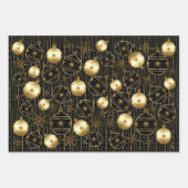 Sophisticated Kerstmis in Goud, Zwart en Grijs Inpakpapier Vel (Voorkant)