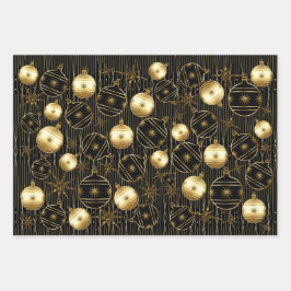 Sophisticated Kerstmis in Goud, Zwart en Grijs Inpakpapier Vel