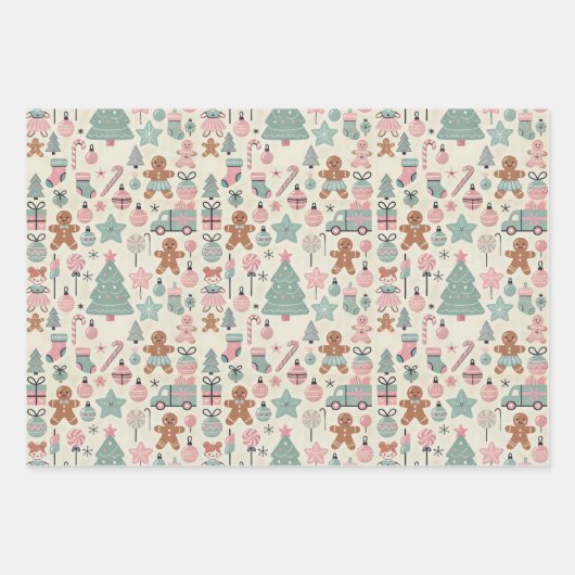 Sophisticated Kinderen Pastel Christmas Gift Wrap  Inpakpapier Vel (Voorkant)