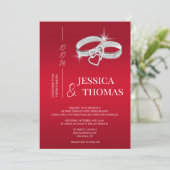 Sophisticated klasse, zilveren trouwringen bruilof kaart (Staand voorkant)