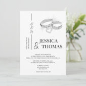 Sophisticated klasse, zilveren trouwringen bruilof kaart (Staand voorkant)