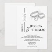 Sophisticated klasse, zilveren trouwringen bruilof kaart (Voorkant / Achterkant)
