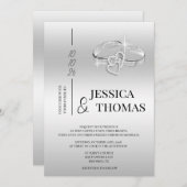 Sophisticated klasse, zilveren trouwringen bruilof kaart (Voorkant / Achterkant)
