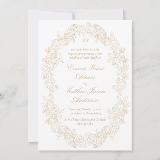 Sophisticated Klassiek Schrift Champagne Bruiloft Kaart (Voorkant)