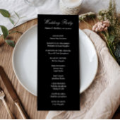 Sophisticated Klassiek Script Zwart & Wit Bruiloft Programmakaart