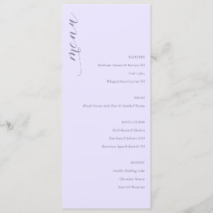Sophisticated Lavendel Minimalistisch Trouwmenu Menu