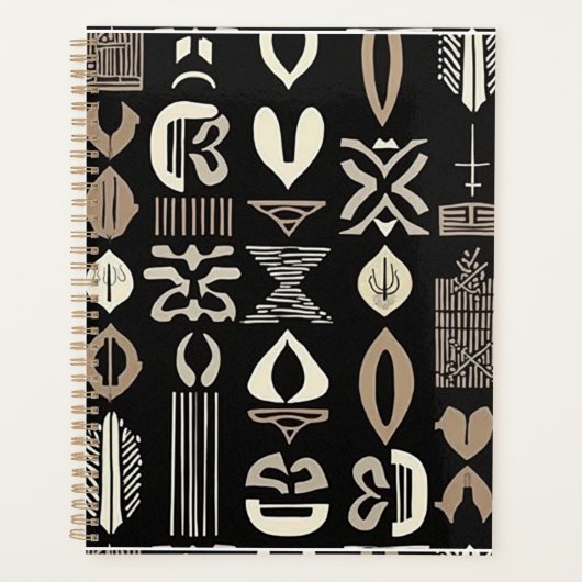 Sophisticated Luxury African Caribbean Mudcloth Planner (Voorkant)