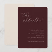 Sophisticated Maroon Calligraphy Informatiekaartje (Voorkant / Achterkant)